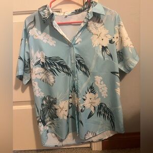 Floral Print Blue Women's Top